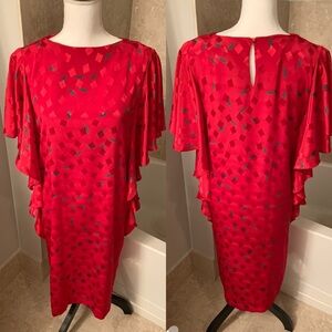 Vintage DLM Party Dress with Ruffle Sleeves